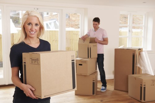 Packed boxes and student belongings ready for transport in Anerley