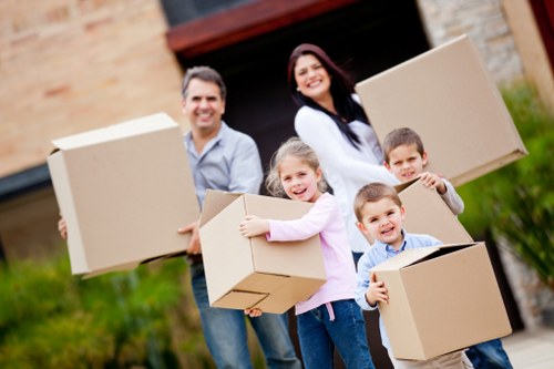 Packed boxes and furniture ready for storage in Anerley