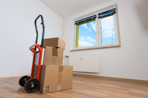 Strong moving boxes and labels for an Anerley property move