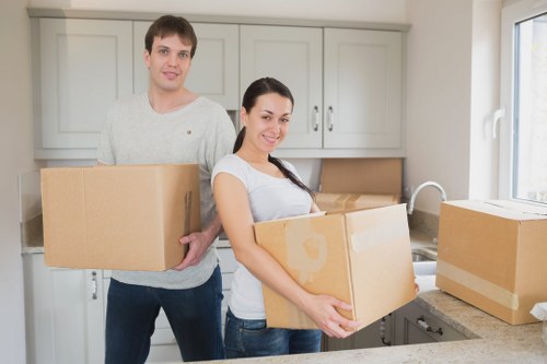Packed boxes and furniture ready for removals in Anerley